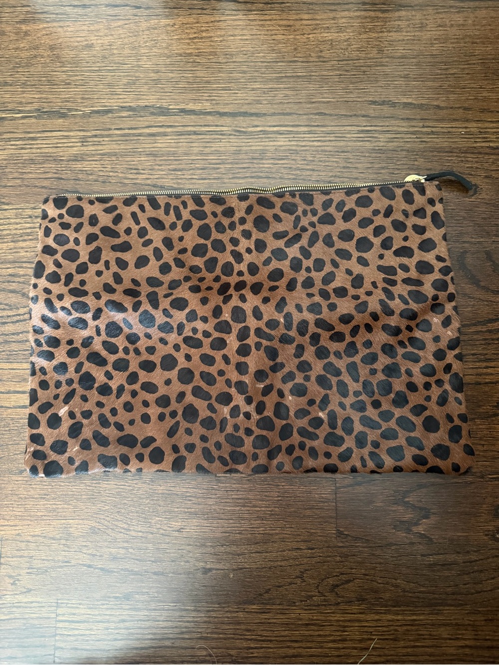 Clare V Leopard Print Zip Pouch Clutch